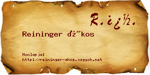 Reininger Ákos névjegykártya